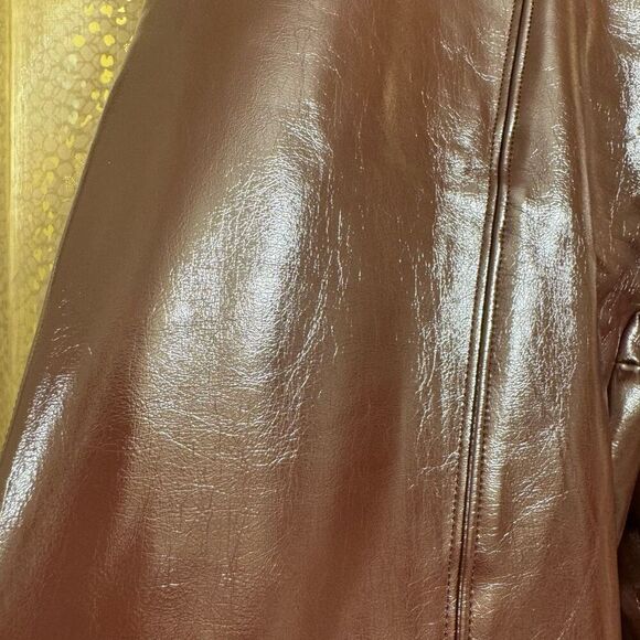 Spanx Faux Patent Leather Liquid Ruby Maroon Leggings Small Petite NWT - Picture 5 of 11